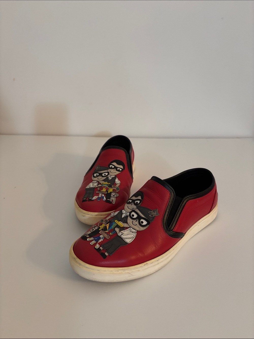 Dolce & Gabbana Red Leather Slip-On Loafers Size 36